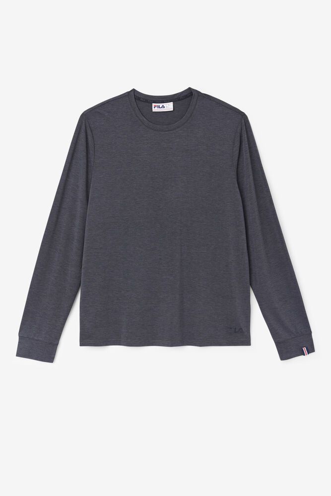 Fila T-Shirt Mens Grey - Commuter Long Sleeve - Philippines 0953186-RD